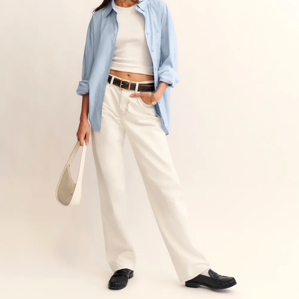 Reformation Val 90s Mid Rise Straight Jeans Color Fior Di Latte Size 27